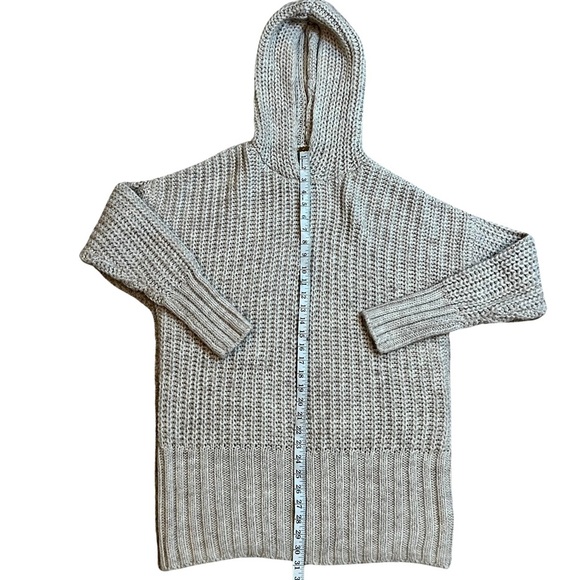 H&M Alpaca Wool Blend Chunky Knit Hooded Tunic Pullover Sweater Beige Medium - Picture 10 of 15